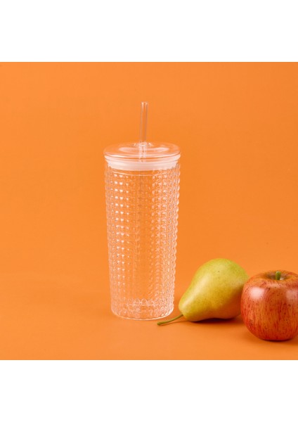Pipetli Cam Bardak - Şeffaf - 550 Ml