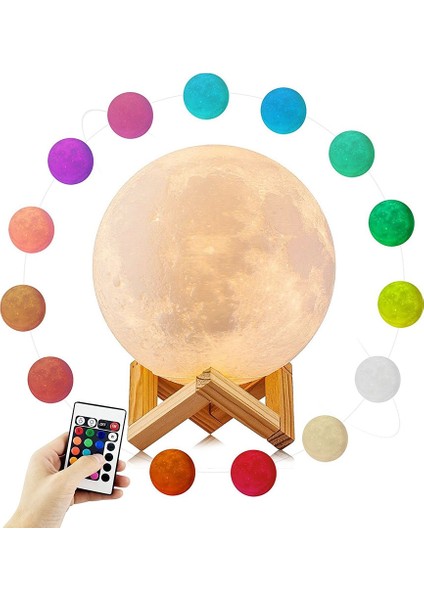 3D Moon LED Gece Lambası Çok Renkli (Yurt Dışından)