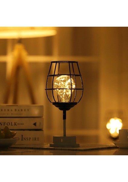 Retro Clic Iron Art LED Masa Lambası Gece Lambası Kırmızı Şarap Kadehi Çok Renkli (Yurt Dışından)