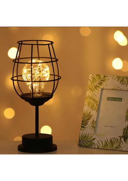 Retro Clic Iron Art LED Masa Lambası Gece Lambası Kırmızı Şarap Kadehi Çok Renkli (Yurt Dışından) modelleri