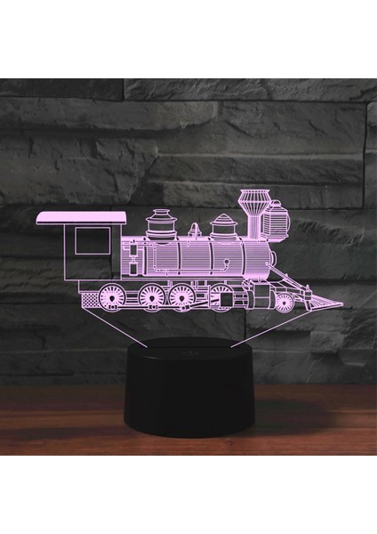 3D LED Dekoratif Gece Lambası Lokomotif 2 Çok Renkli (Yurt Dışından)