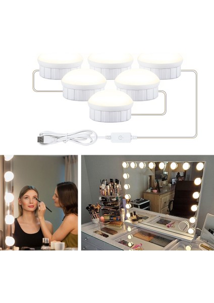 USB Dokunmatik Karartma Güzellik Dolgu Işığı 6 LED Beyaz (Yurt Dışından)