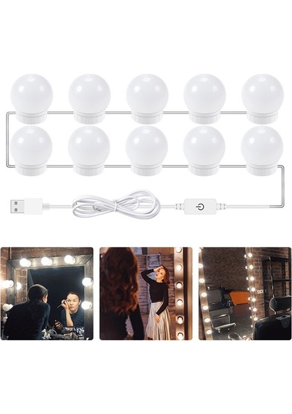LED Ayna Ön Lamba Ampulleri, Güç Kaynağı: 10 Leds Çok Renkli (Yurt Dışından)
