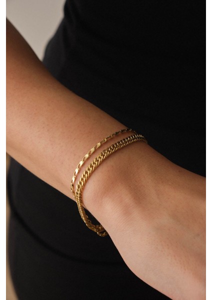 Çelik 2'li Kombin Papağan ve Almak Gurmet Zincir Bileklik Kararmaz 17+4cm & 21CM