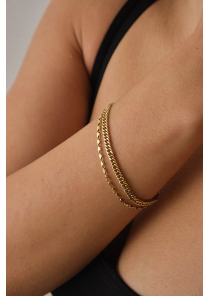 Çelik 2'li Kombin Papağan ve Almak Gurmet Zincir Bileklik Kararmaz 17+4cm & 21CM modelleri