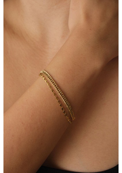 Çelik 2'li Kombin Papağan ve Almak Gurmet Zincir Bileklik Kararmaz 17+4cm & 21CM indirimleri