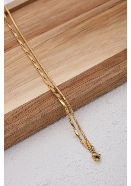 Çelik 2'li Kombin Halat İtalyan ve İnce Küp Üçgen Zincir Bileklik Minimal Kararmaz 17+4cm fiyatları