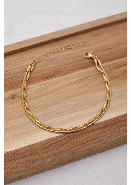 Çelik 2'li Kombin Halat İtalyan ve İnce Küp Üçgen Zincir Bileklik Minimal Kararmaz 17+4cm fırsatları