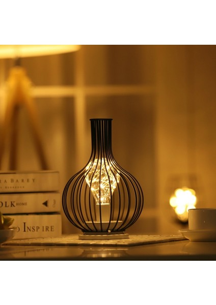 Retro Clic Iron Art LED Masa Lambası Gece Lambası Uyandırma Şişesi Çok Renkli (Yurt Dışından)