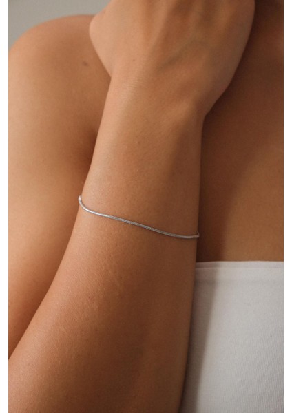 Çelik İnce Yuvarlak İtalyan Zincir Bileklik Kararmaz Günlük Kullanıma Uygun 17+6cm 1 mm modelleri