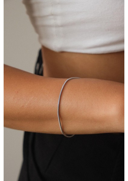 Çelik İnce Yuvarlak İtalyan Zincir Bileklik Kararmaz Günlük Kullanıma Uygun 17+6cm 1 mm indirimleri