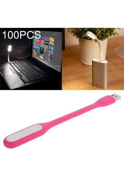 100 Adet Taşınabilir Mini USB 6 LED Işık Pembe (Yurt Dışından)