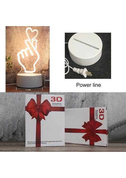 3D Üç Renkli LED Dekoratif Gece Lambası, Düğme Fiş Versiyonu Beyaz (Yurt Dışından) modelleri