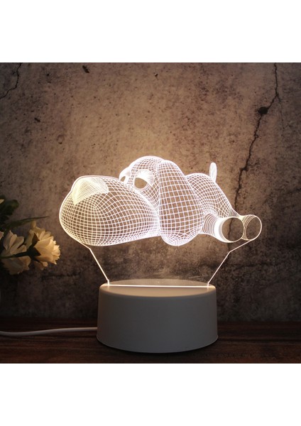Yaratıcı 3D Üç Renkli LED Dekoratif Gece Lambası Beyaz (Yurt Dışından)