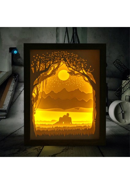 3D Kağıt Oyma Lambası Çift Işık Gölge Kağıt Oyma Gece Lambası Çok Renkli (Yurt Dışından)
