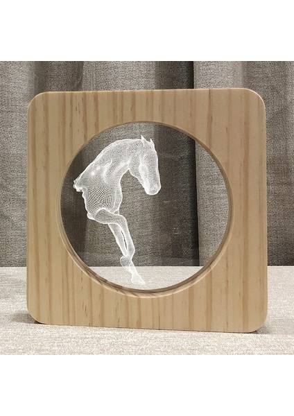 3D At Ahşap Masa Lambası Yatak Odası Gece Lambası Beyaz (Yurt Dışından) fiyatları