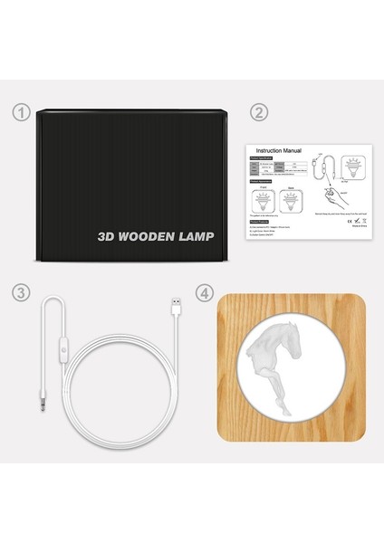 3D At Ahşap Masa Lambası Yatak Odası Gece Lambası Beyaz (Yurt Dışından) fırsatları