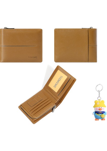 Kısa Erkek Cüzdan Basit Çoklu Kart Yuvası Iki Katlı Fermuarlı Değişim Cüzdan Kart Tutucu (Yurt Dışından)