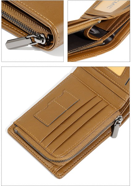 Kısa Erkek Cüzdan Basit Çoklu Kart Yuvası Iki Katlı Fermuarlı Değişim Cüzdan Kart Tutucu (Yurt Dışından) fırsatları