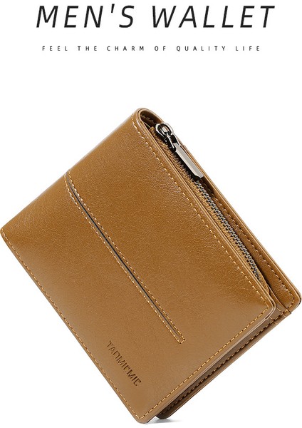 Kısa Erkek Cüzdan Basit Çoklu Kart Yuvası Iki Katlı Fermuarlı Değişim Cüzdan Kart Tutucu (Yurt Dışından) indirimleri