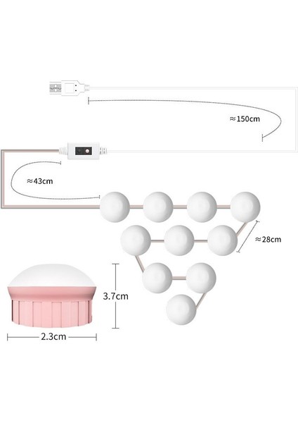 USB Dokunmatik Karartma Dolgu Işığı 10 LED Beyaz (Yurt Dışından)