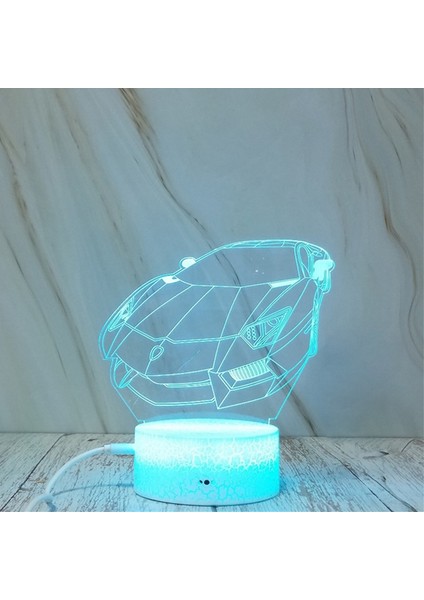 Spor Araba Şekli 3D Renkli Dekoratif Gece Lambası Çok Renkli (Yurt Dışından)
