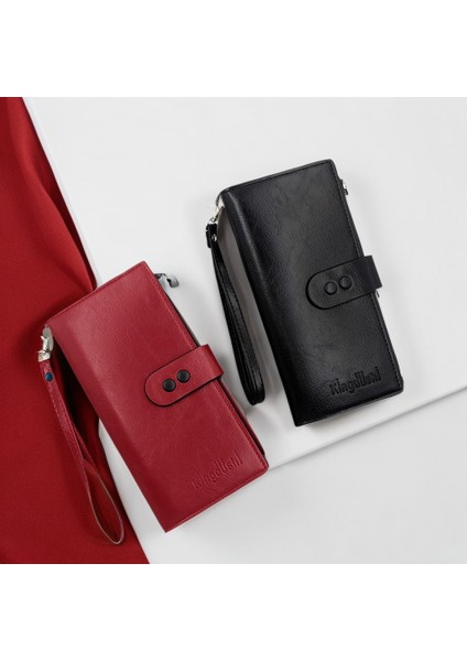 Cüzdan Bayanlar Uzun Büyük Kapasiteli Toka Fermuarlı Clutch Moda Çoklu Kart Yuvası Cüzdan (Yurt Dışından)