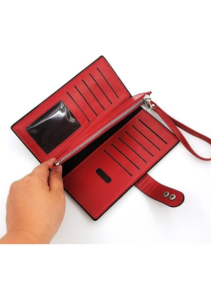 Cüzdan Bayanlar Uzun Büyük Kapasiteli Toka Fermuarlı Clutch Moda Çoklu Kart Yuvası Cüzdan (Yurt Dışından)