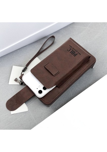 Erkekler Uzun Cüzdan Iş Clutch Çoklu Kart Yuvası Cüzdan Büyük Kapasiteli Taşınabilir Cep Telefonu Çantası (Yurt Dışından)