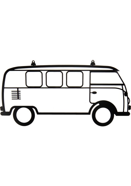 Deco Minivan Metal Tablo - Siyah - 68X29 cm