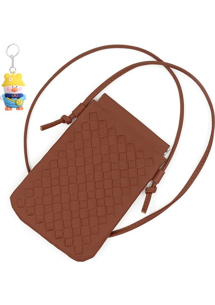 Moda Cep Telefonu Çantası Dokuma Doku Mini Omuz Crossbody Çantası Gündelik Değişim Depolama Çantası Kadın (Yurt Dışından)