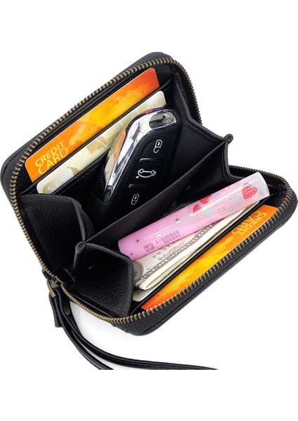 Fermuarlı Para Cüzdanı Bayanlar Kısa Mini Küçük Cüzdan Kart Paralar Anahtar Saklama Çantası Para Cüzdanı (Yurt Dışından) fırsatları