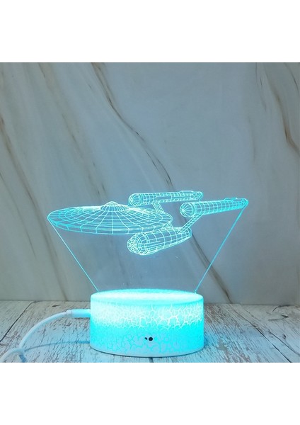 Uzay Gemisi Şeklinde 3D Renkli Dekoratif Gece Lambası Çok Renkli (Yurt Dışından)