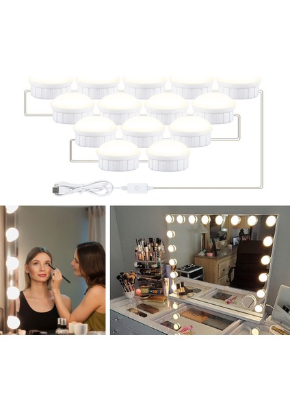 USB Dokunmatik Karartma Güzellik Dolgu Işığı 14 LED Beyaz (Yurt Dışından)