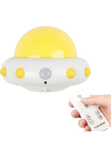 Ufo Uzaktan Kumanda Akıllı Sensör USB Şarj LED Gece Lambası Sarı (Yurt Dışından)