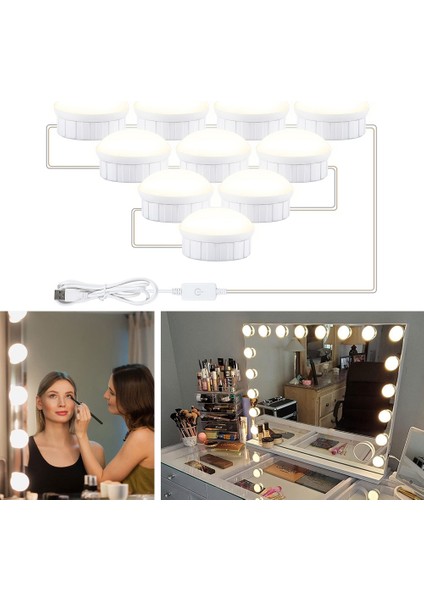 USB Dokunmatik Karartma Güzellik Dolgu Işığı 10 LED Beyaz (Yurt Dışından)