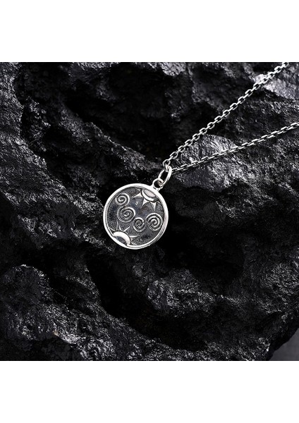 925 Ayar Gümüş Çift Taraflı Spiral ve Martı Figürlü Unısex Kolye indirimleri