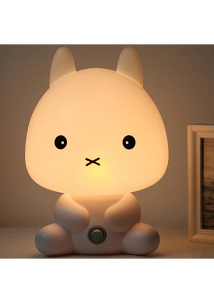 3D Tricolor LED Dekoratif Gece Lambası Tavşan Us Çok Renkli (Yurt Dışından)