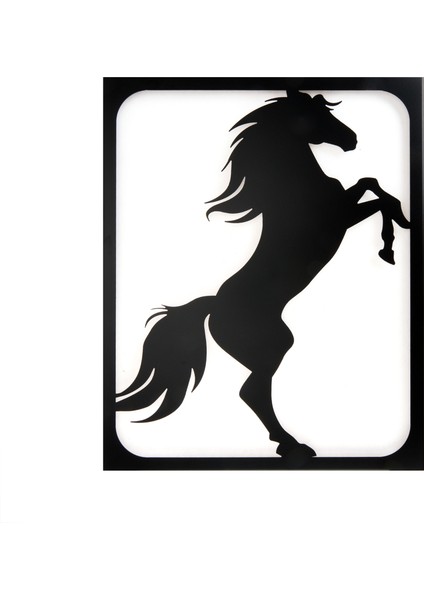 Deco Horse Metal Tablo - Siyah - 45X55 cm
