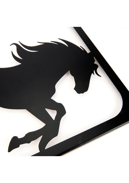 Deco Horse Metal Tablo - Siyah - 45X55 cm