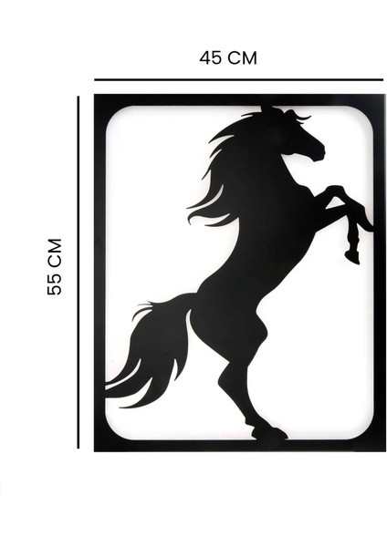Deco Horse Metal Tablo - Siyah - 45X55 cm