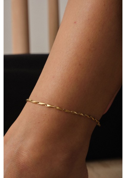 Çelik İnce Küp Üçgen Zincir Halhal Minimal Kararmaz 22 + 4 cm 2 mm modelleri