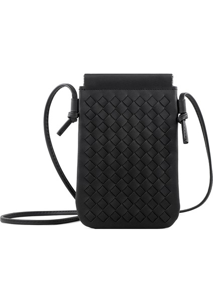 Moda Cep Telefonu Çantası Dokuma Doku Mini Omuz Crossbody Çantası Gündelik Değişim Depolama Çantası Kadın (Yurt Dışından)