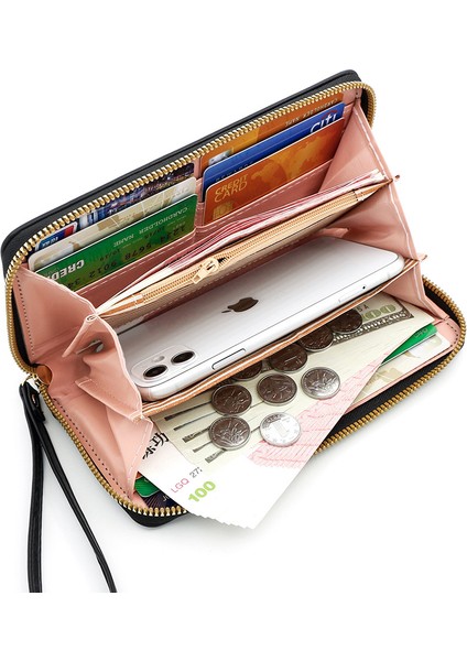 Kızlar Uzun Çanta Büyük Kapasiteli El Kayışı Çok Fonksiyonlu Cüzdan Basit Kadın Fermuarlı Çanta (Yurt Dışından) indirimleri