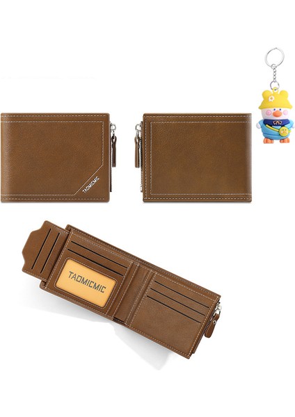 Kısa Erkek Cüzdanı Ultra Ince Iki Katlı Çoklu Kart Yuvası Değişim Parası Tutucu Kart Tutucu (Yurt Dışından)