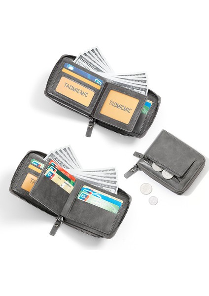 Iş Erkekleri Kısa Fermuarlı Cüzdan Kart Tutucu Çoklu Kart Yuvası Büyük Kapasiteli Yatay Erkek Cüzdanı (Yurt Dışından) fiyatları