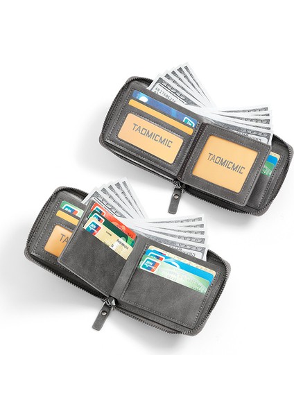 Iş Erkekleri Kısa Fermuarlı Cüzdan Kart Tutucu Çoklu Kart Yuvası Büyük Kapasiteli Yatay Erkek Cüzdanı (Yurt Dışından) modelleri