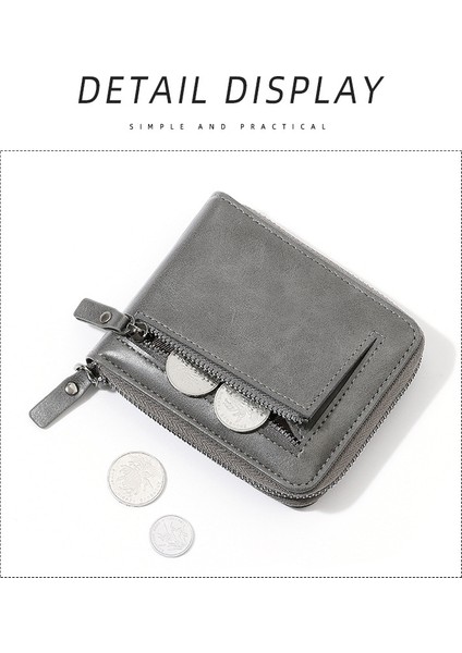 Iş Erkekleri Kısa Fermuarlı Cüzdan Kart Tutucu Çoklu Kart Yuvası Büyük Kapasiteli Yatay Erkek Cüzdanı (Yurt Dışından) fırsatları