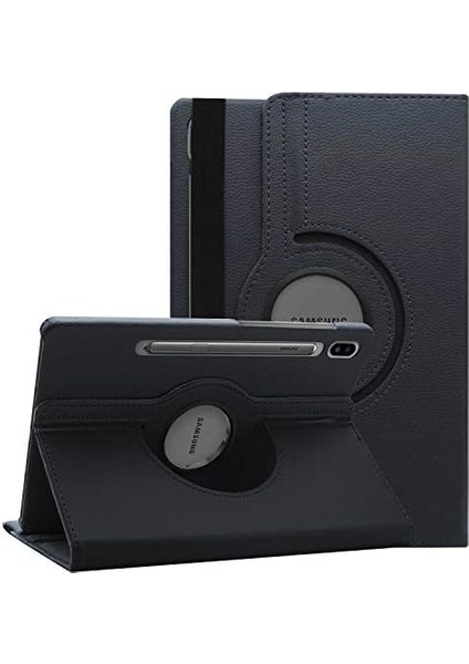 Samsung Galaxy Tab S7 T870 İçin Kılıf 360 Rotating Stand Deri Siyah