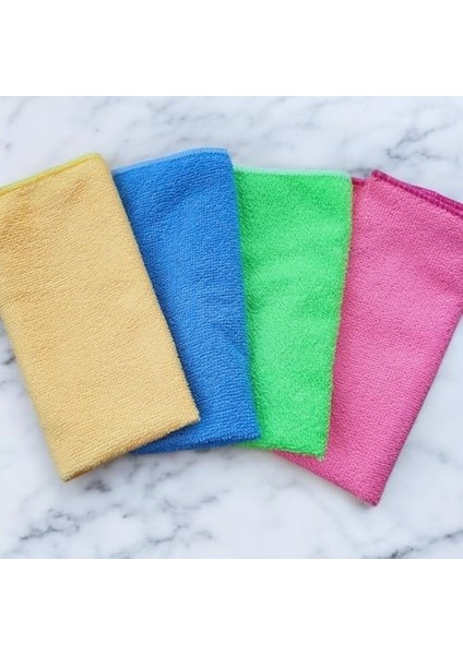 Temizlik Bezi 4'lü Paket - 40 x 40 cm , Yüksek Emici, Tüy ve Hav Bırakmaz, Çabuk Kuruyan, Çok Amaçlı Kullanım Için, Mutfak, Banyo, Araç ve Genel Temizlik Için Uygun, Yıkanabilir